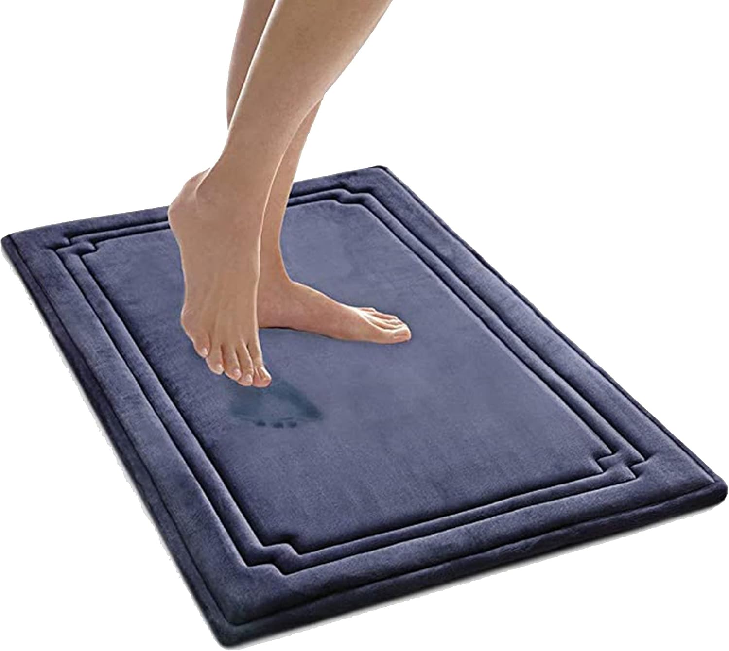 MICRODRY SoftLux Racetrack Twist Bath Mat for Bathroom, Bathroom Rug with GripTex Skid Resistant Base, Charcoal Infused Bath Mat, 21x34”, Large, Blue