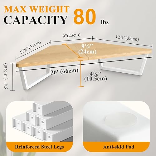 Miniatura 4 de TEAMIX - Soporte de monitor de 26 pulgadas en forma de triángulo, soporte de esquina de escritorio con pata de metal, soporte de computadora de