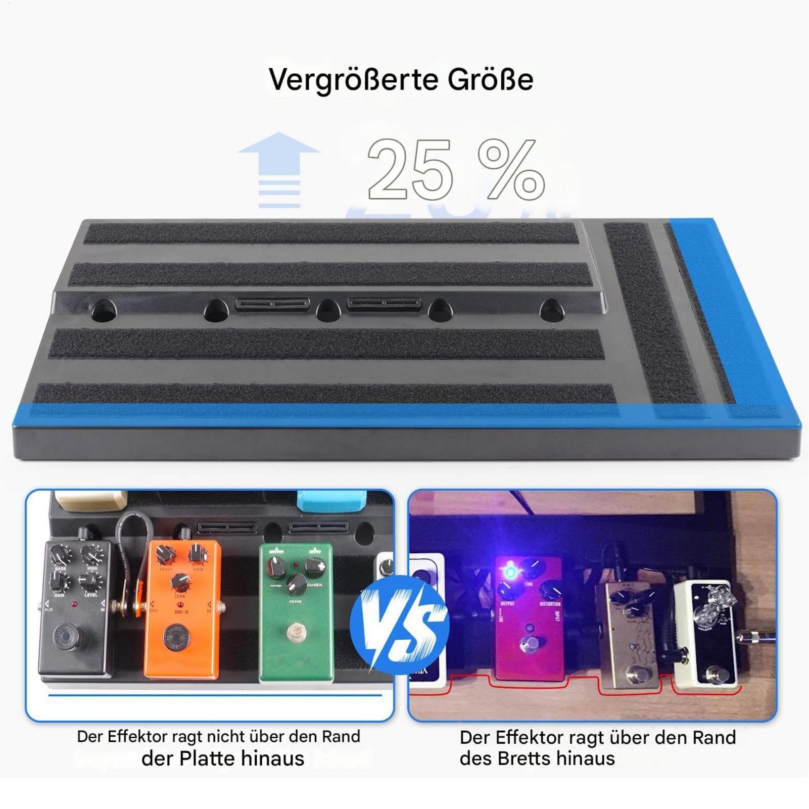 Bass-Pedalboard, Pedal Board mit integriertem Netzteil Starke tragende | Wear-resistente Basszubehör Pedal Rack für die Aufnahme der Leistungsproben