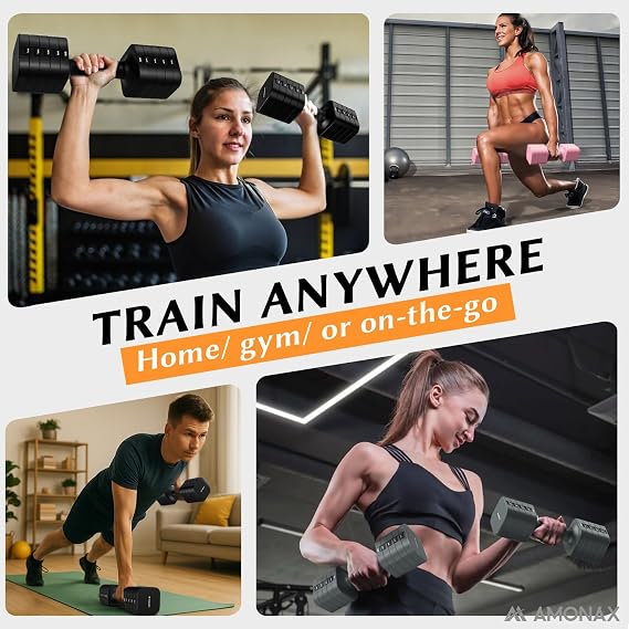 Amonax Adjustable Dumbbells Set for Women, Fitness & Strength Training
