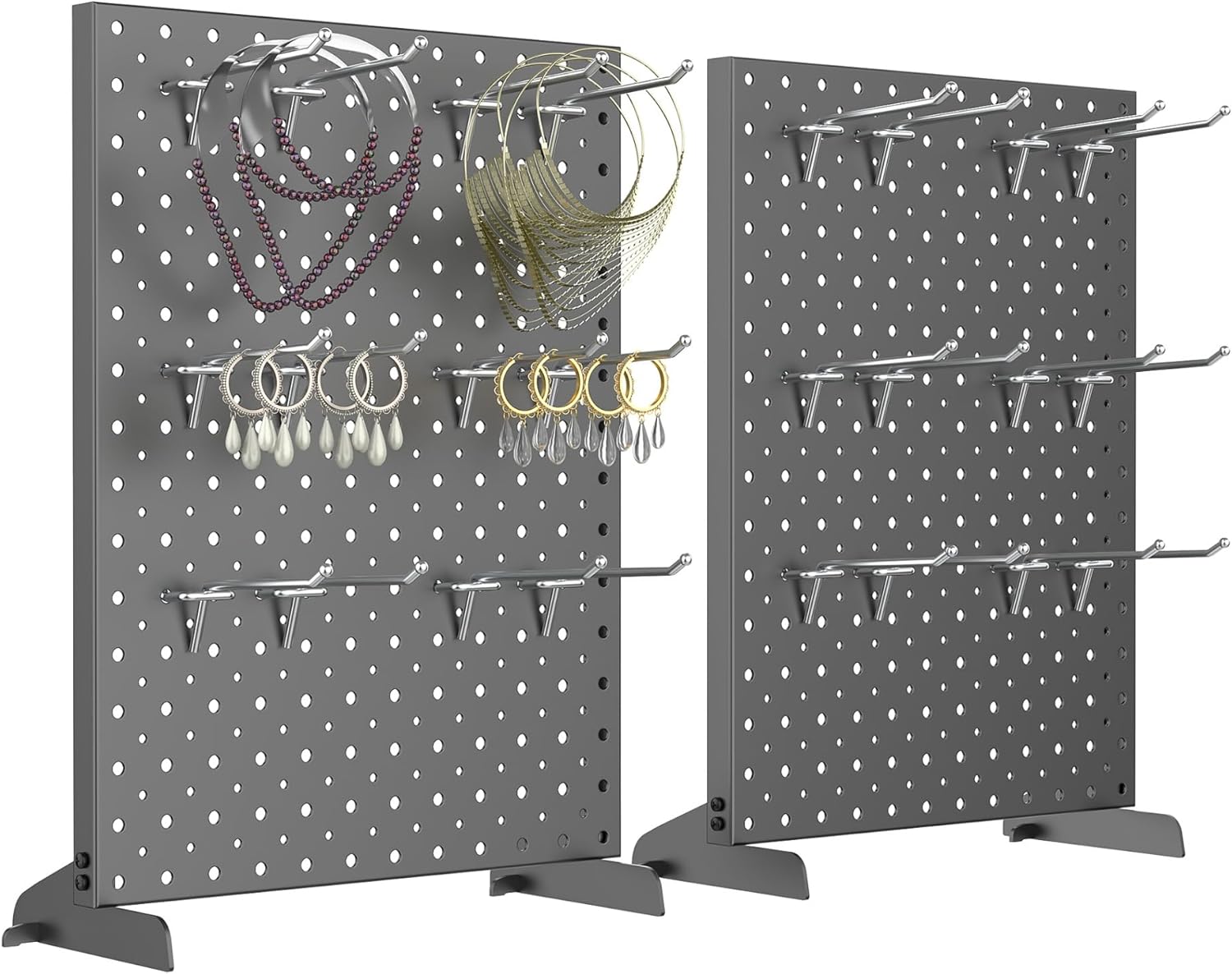 WALMANN Metal Tabletop Pegboard Display Stand for Craft Shows, 12" x 16" Countertop Peg Board with Hooks for Jewelry & Accessories (Black, 2-Pack)