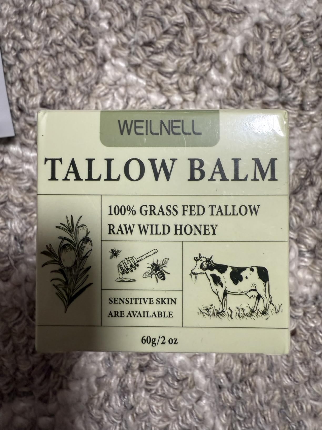 WEILNELL Beef Tallow and Honey Balm for Skin - All-Natural Moisturizer Hydrates and Nourishes the Skin, Grass-Fed Beef Tallow & Honey Balm Blend, Deeply Moisturizing for Face & Body Natural Skin Care