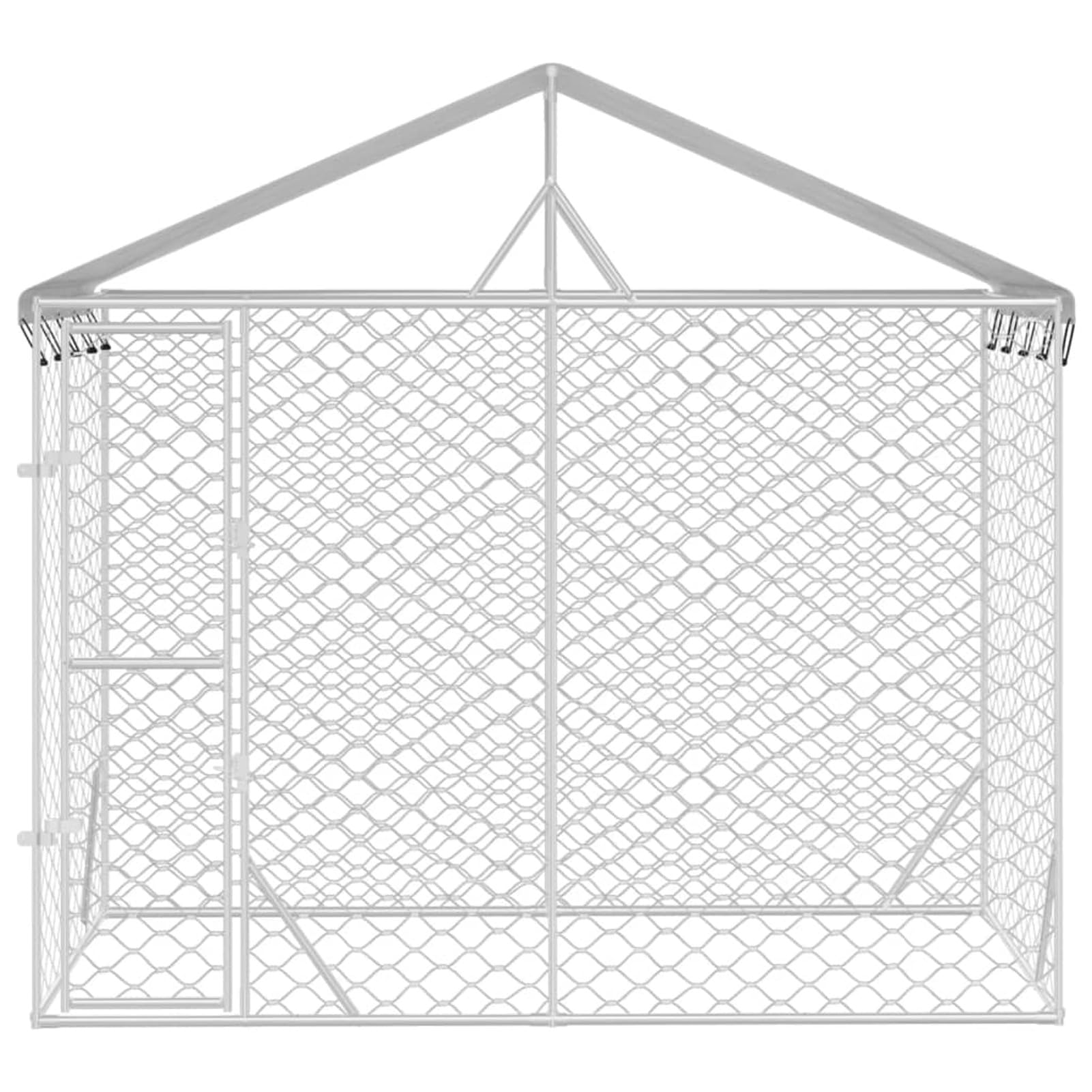 IKAYAA Recinto per Cani da Esterno Kennel per Cani da Esterno Recinto per Animali Gabbia Cani con Copertura-3 x 1.5 x 2.5 m