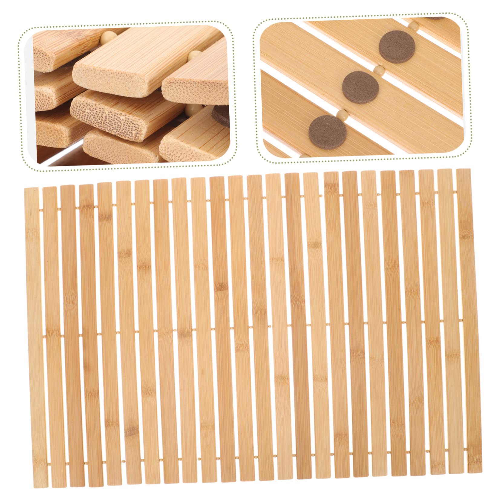 MAGICLULU Tapis de Salle de Bain en Bambou Antidérapant Marron sans Assemblage, Tapis Élégant et Multifonction pour Maison ou Présent de Pendaison de Crémaillère
