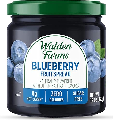 Walden Farms Tarro de fruta de arándano para untar de 12 onzas, mermelada natural sin azúcar, 0.00oz de carbohidratos netos, certificado Kosher,