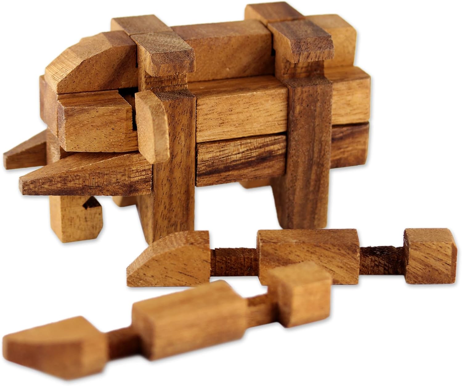 NOVICA Brown Raintree Wood Elephant Puzzle Game, 'Puzzles'