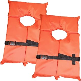 2-Pack Hardcore Water Sports Coast Guard Approved Type II Life Jackets - High Visibility Adult Youth Vests for Boating