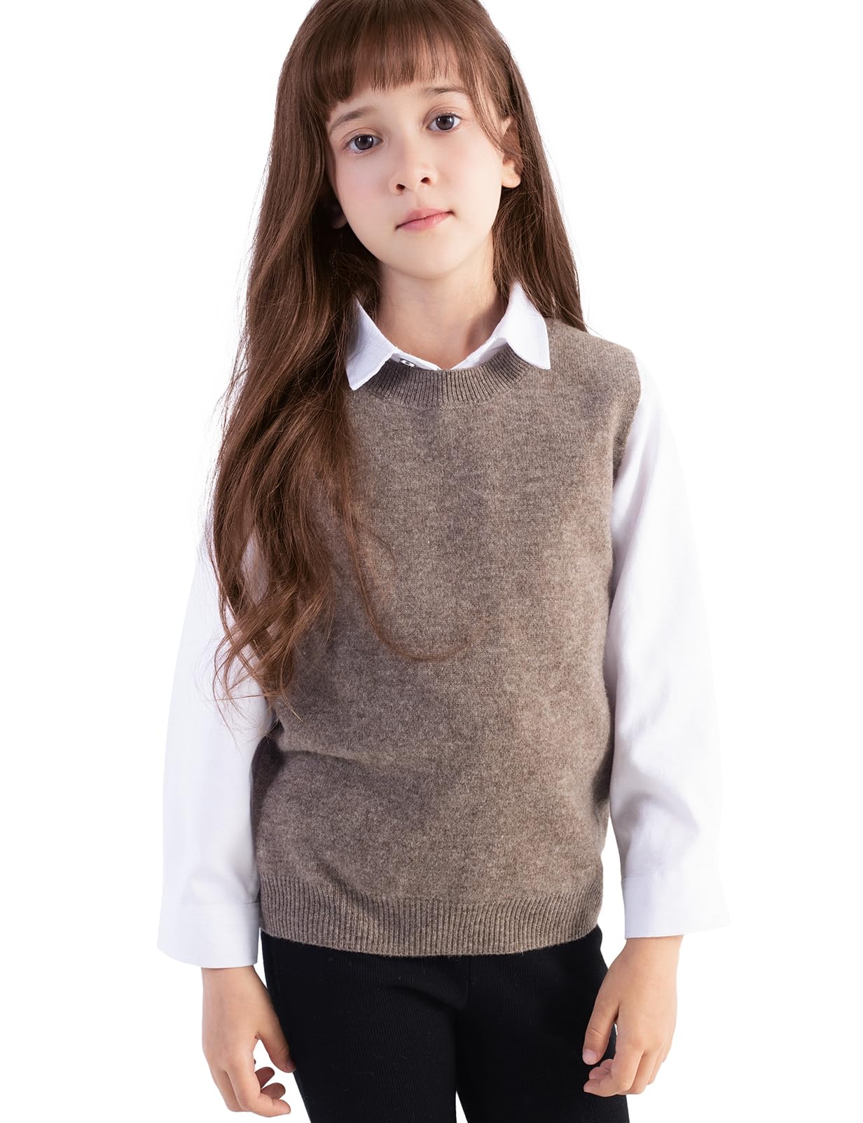 Chanyarn Jungen 100% Merinowolle Pullunder 2025 Herbst Winter Mädchen Lässig Rundhalsausschnitt ärmellos Strickpullover
