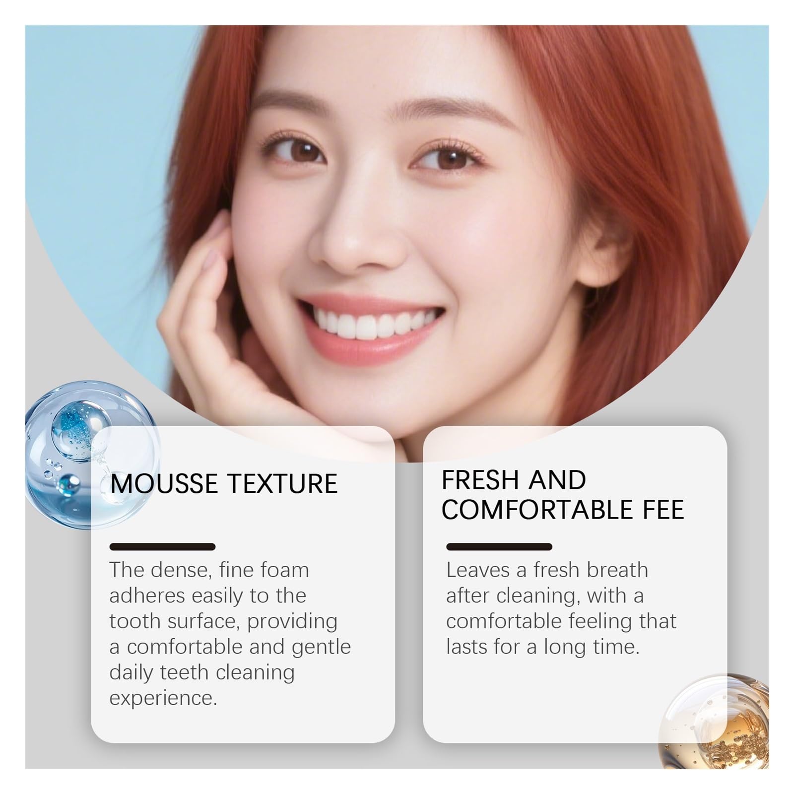 Mousse Limpiador Dental 60ml: La textura espumosa limpia suavemente la de los dientes, haciendo que el cepillado diario sea más suave(2pcs)