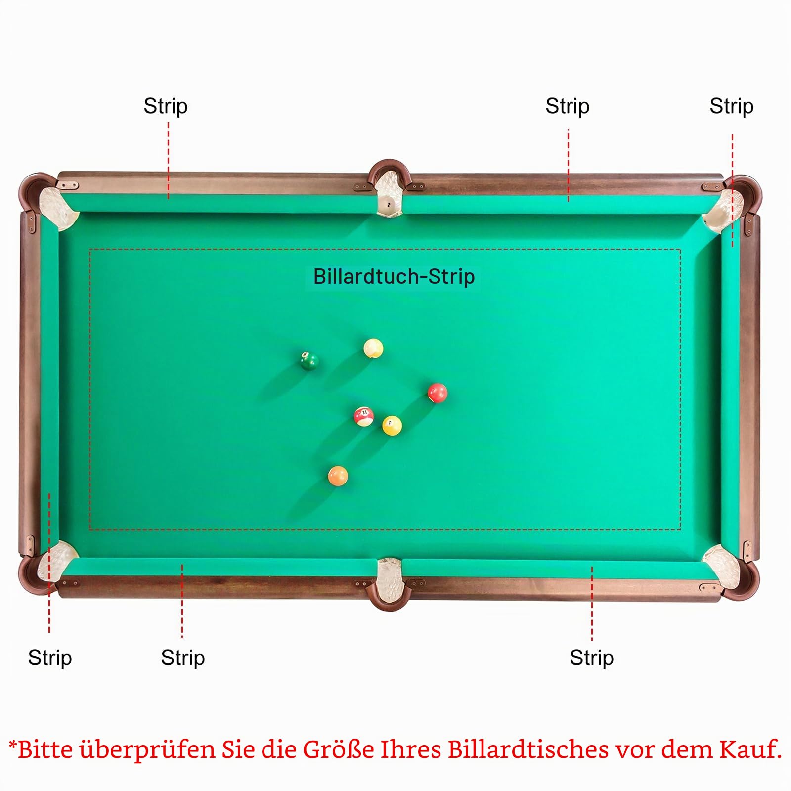 PATIKIL Billardtuch 7 Fuß Professioneller Pooltischfilz mit 6 Filzstreifen, Snooker Tuch Filz Billardschutz Ersatz Zubehör für Indoor Billardtisch Billard Zubehör Bars Clubs, Rot
