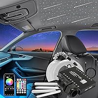 Vista 12 de AKEPO 3 en 1 Starlight Headliner Kits: Efecto Meteoro+6W RGBW Fibra Óptica Estrellas Luces+4 Coche Bajo Dash LED Luz, Música Sync App Control Fibras