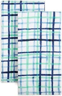Fiesta Watercolor Plaid Kitchen Towel Set, 16"x28", Multicolor/Blue/Aqua/White, 2 Piece