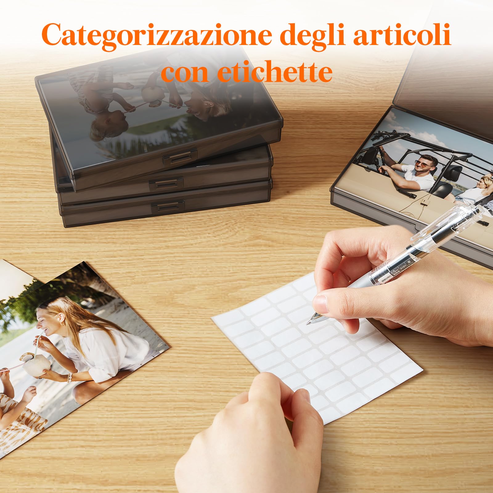 Lifewit Scatola Portafoto 10 x 15 cm, 4R 18 Scomparti Scatola Foto Interna, Organizer Foto con Manico, Scatola Portaoggetti Plastica per Semi, Cartoline, Artigianato, Adesivi, Nero, 1 Pezzi
