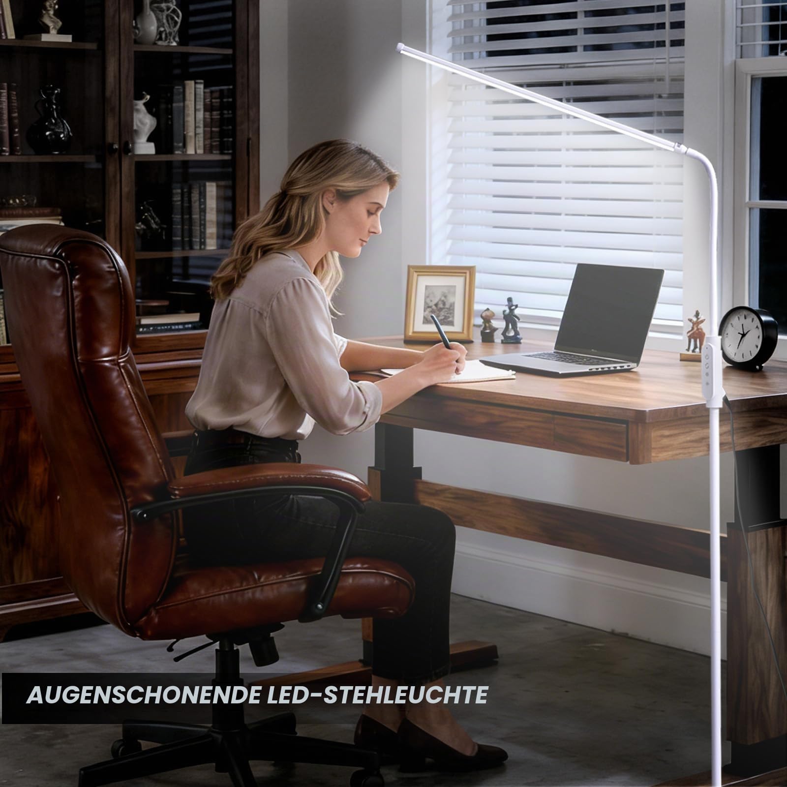 CGBE Extra-lange 60cm LED Stehlampe Dimmbar Touch-Steuerung für Wohnzimmer | 18W Standleuchte mit 360° Flexibler Schwanenhals - 3 Farbmodi und 5 Helligkeiten - Bogenlampe für Schlafzimmer Büro