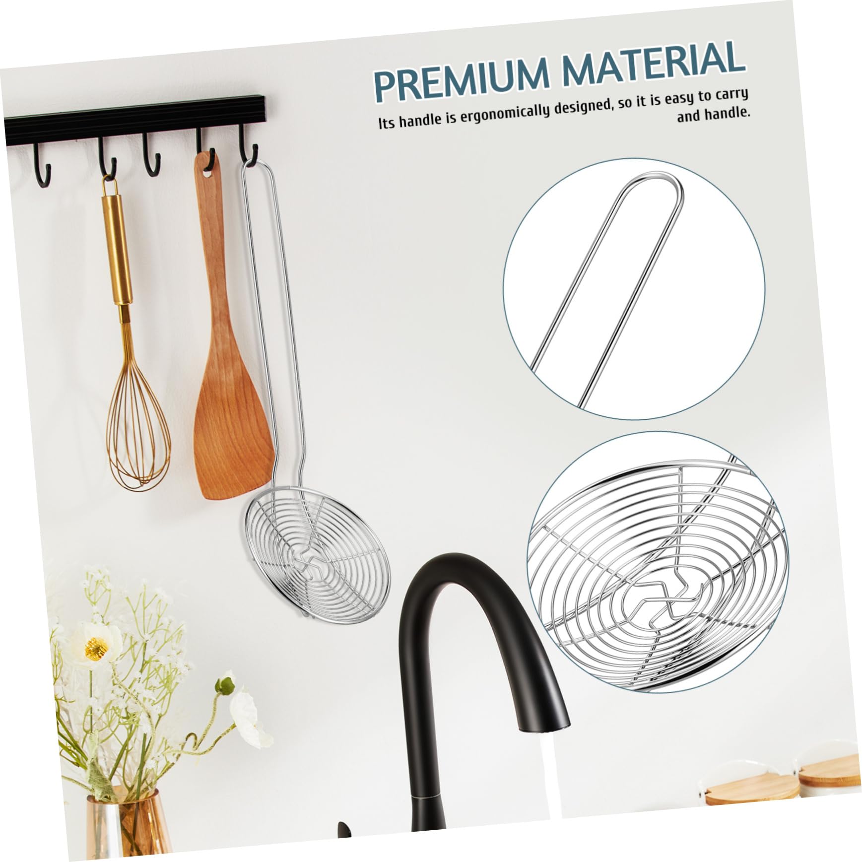 YARNOW Skimmer Colapasta in Acciaio Inossidabile Argento Maglia Fine, Mestolo Filtrante Resistente e Lucidato per Cottura e Miscelazione in Cucina