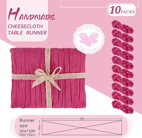 Miniatura 2 de Paquete de 5 caminos de mesa de estopilla azul bebé, 35 x 120 pulgadas, color azul claro, gasa rústica, bohemio, decoración de mesa de boda, mantel