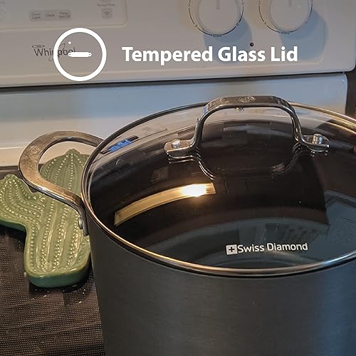 Miniatura 8 de Swiss Diamond Sartén antiadherente anodizada dura de 3 cuartos de galón con tapa, apta para horno y lavavajillas, 9.5 pulgadas (9.4 in)