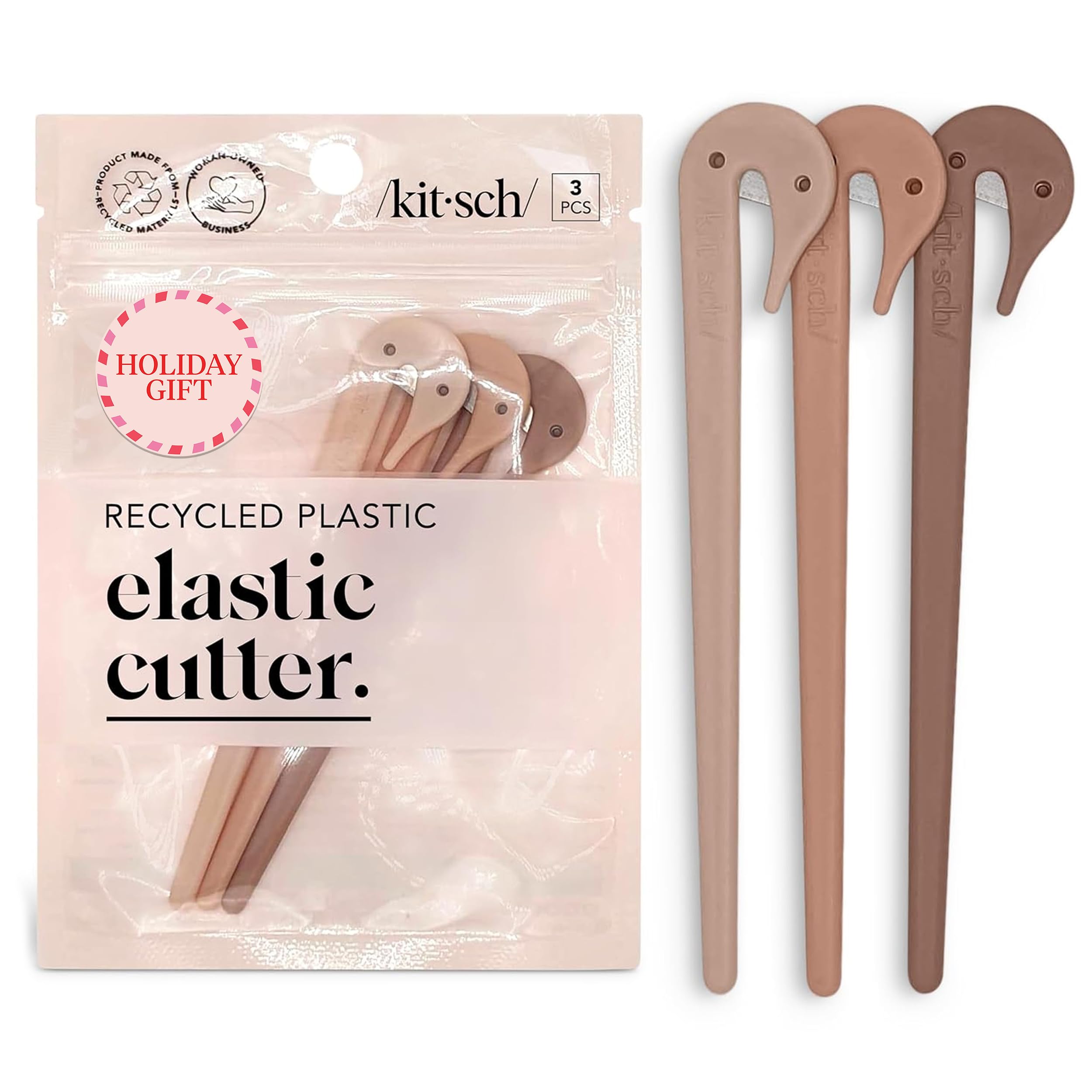 Kitsch Hair Tie Cutter & Clear Elastic Hair Bands Cutter | Easy To Use, Pain Free Rubber Band Cutter Hair | Styling Accessories | Hair Tool for Women, Kids & Girls – Multicolor, 3pc Set