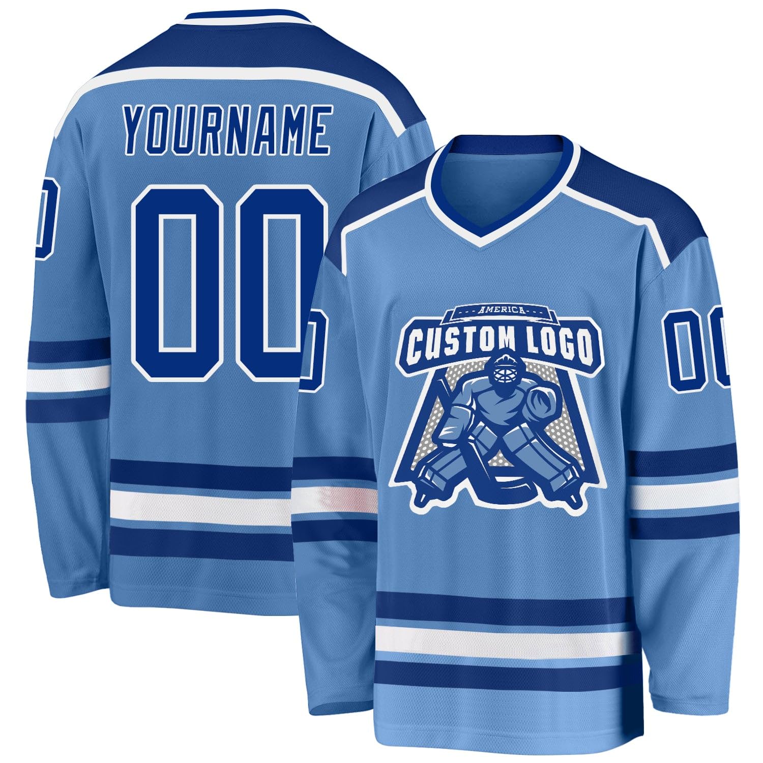 Custom Name Number White Red-Gold Hockey Jersey, Personalized Team V-Neck Sports Hockey Jersey for Men Women Youth