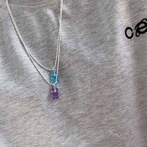 Gbahfy 8 Pcs Colorful Resin Gummy Bear Pendant Necklace Cute Transparent Rainbow Candy Color Bear Chain Necklaces Accessories Lovely Animal Punk Party Jewelry For Women Girls Gifts (8 Pcs) #TOP5
