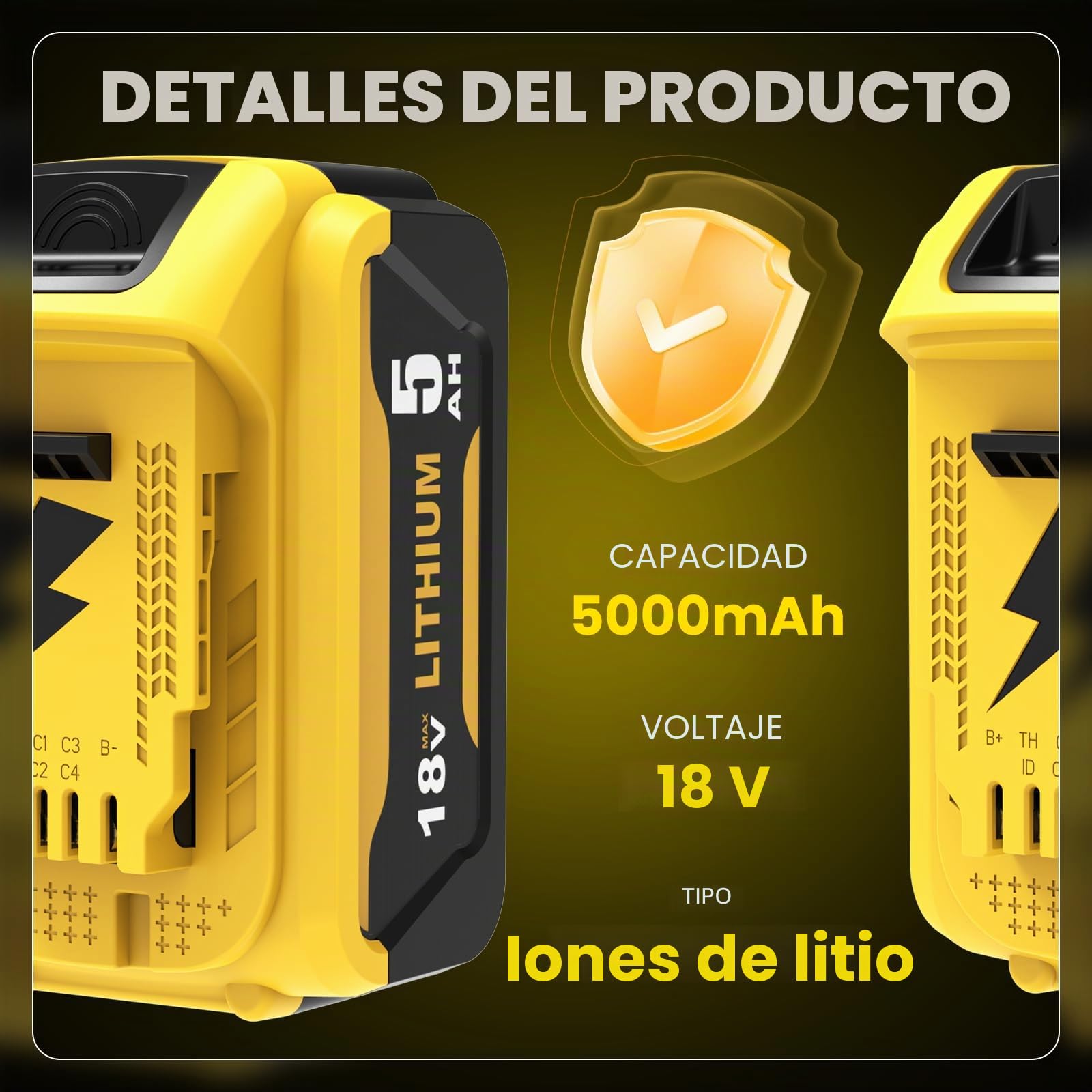 2 baterías de Repuesto de 18 V 5,0 Ah, compatibles para Dewalt + Cargador de 3 A DCB107, adecuadas para Dewalt los Cargadores de 10,8 V a 18 V DCB200 DCB200-2 DCB204 DCB120 DCB127