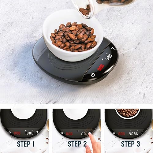 Miniatura 4 de Mini báscula de café con temporizador, báscula digital de espresso de 4.4 lbs0.00 oz, precisión para verter sobre café, recargable hasta 0.00 oz de