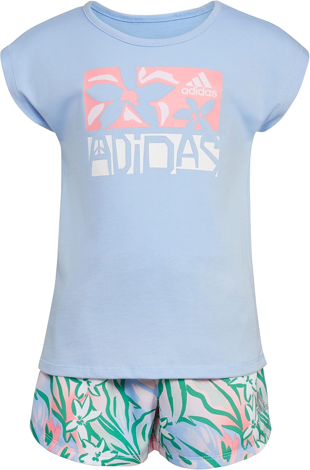 adidas girls 2-piece Tee & All Over Print Woven Short Set - Image 3