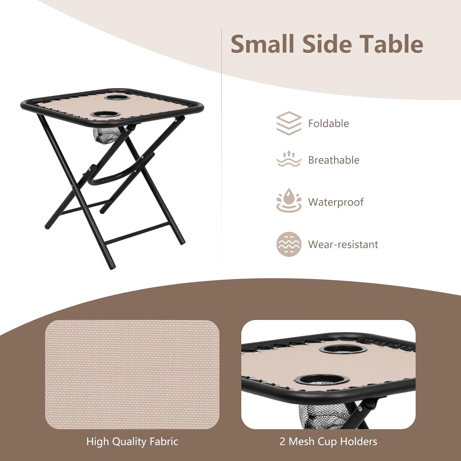 HAPPYGRILL Zero Gravity Lounge Chairs Set with Coffee Table, Folding Reclining Chairs with Side Table and Pillow, 3 Pieces Adjustable Patio Lawn Recliner Set for Outdoor Garden Camp Travel