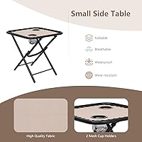 Vista 7 de HAPPYGRILL Juego de sillas de salón Zero Gravity con mesa auxiliar, sillas reclinables plegables con mesa auxiliar y almohada, juego de 3 piezas