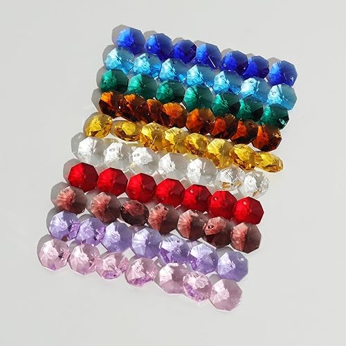 Miniatura 9 de LONGWIN Lote de 100 piezas de 1 agujero de cristal octágono cuentas, prisma de cristal Suncatcher piezas de repuesto lámpara DIY colgante colgante