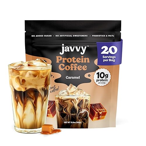 Café helado de proteína de caramelo, proteína de suero de leche de primera calidad y cafés helados instantáneos, 100% natural, cero sabores