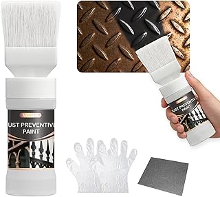 2-in-1 Black Rust Converter & Metal Primer (5.29 Oz) with Brush, Anti-Rust Coating Stops Corrosion, Rust Inhibitor for Metal, Cars, Trailers, Metal Fences