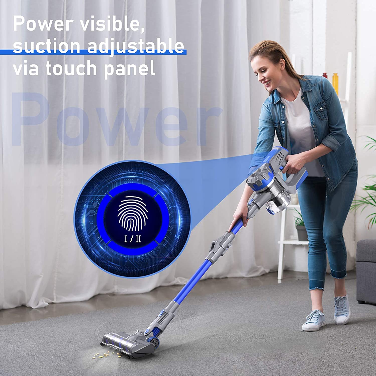 Cordless Vacuum Cleaner, 4 in 1 Stick Vacuum Cleaner with LCD Touch