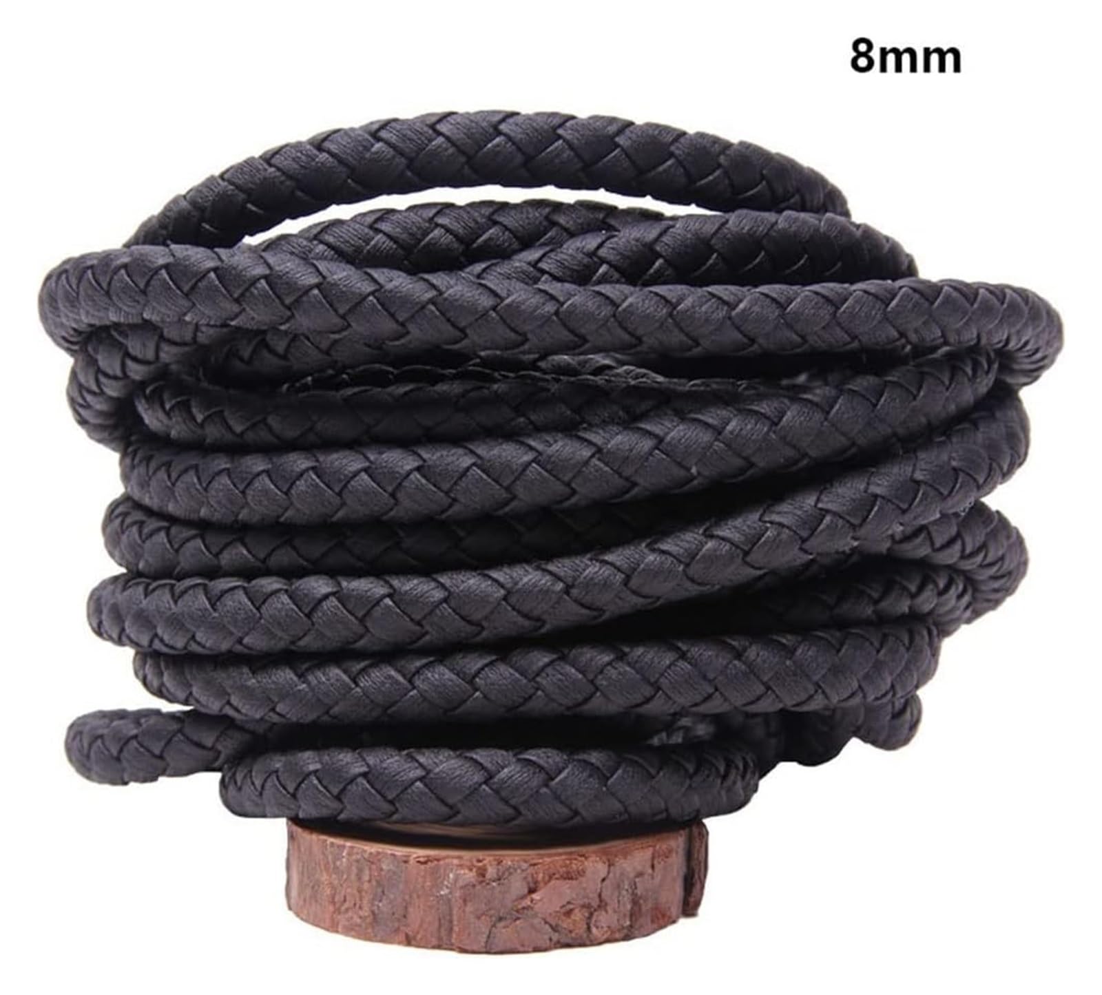 Bracciale Corda, 3/4/5/6/8mm Cordoncino Rotondo in Pelle Stringa Collana Fai da Te Braccialetti Che Fanno Trovare Corda PU Intrecciata Marrone Nero Accessori for Gioielli(Black,8mm)