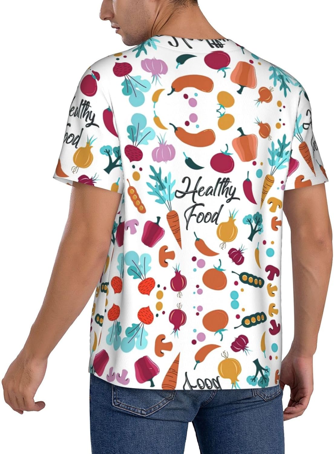 Healthy Food Stylish Softball Jersey,Personalized and Breathable Baseball Button Down for Men for All Seasons and Occasions