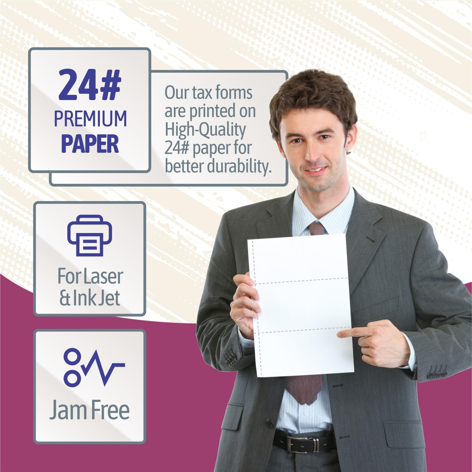 NextDayLabels - 2024 3-Up W-2 Steuerformulare (100 Blatt & Umschläge) für Laser oder Tintenstrahl, 10,9 kg Papier, Anleitung auf der Rückseite gedruckt, kompatibel mit QuickBooks und