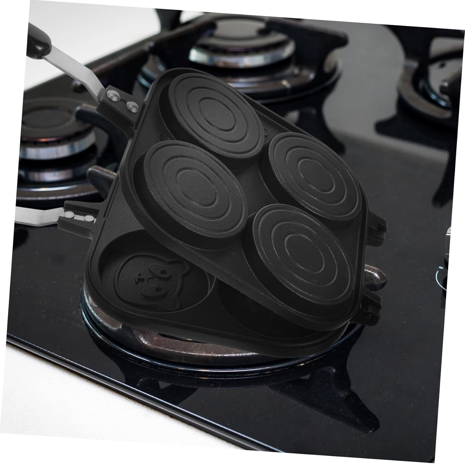 Four-Hole Nonstick Egg Frying Pan Double-Sided Kitchen Egg Maker Random Cartoon Design Versatile Breakfast Cooker Induction Compatible