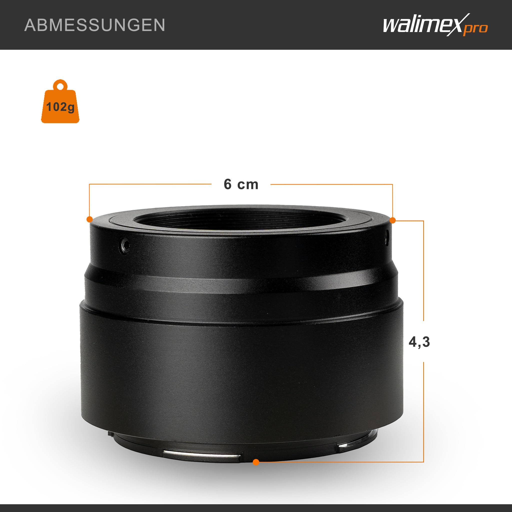 Walimex pro Adattatore T2 per Nikon Z – Anello adattatore con messa a fuoco manuale, facile da usare, anello di collegamento per obiettivo compatibile con Nikon Z6, Nikon Z7, Nikon Z50, Nikon Z5,