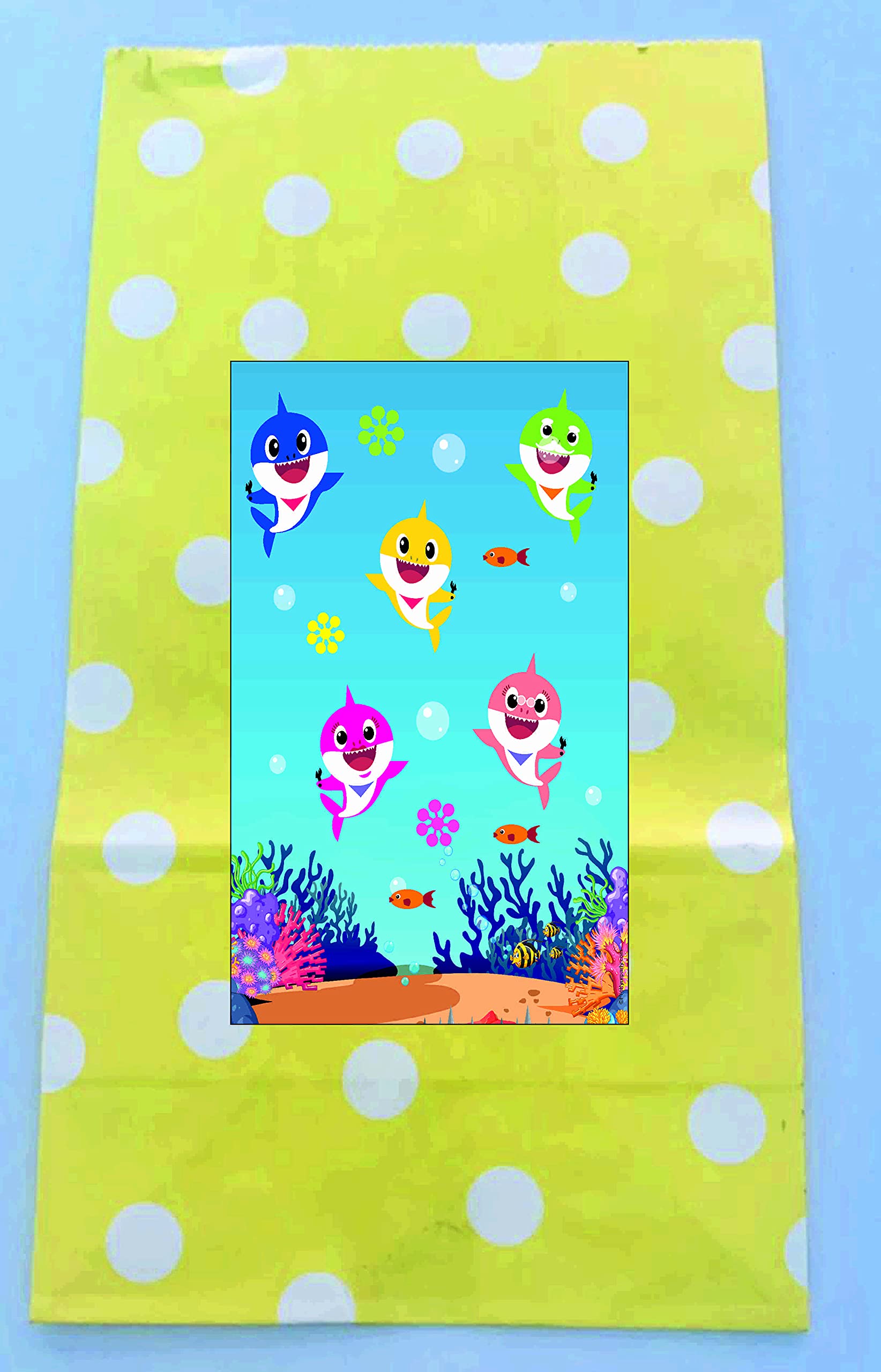 Pretty Ur Party Baby Shark Paper Popcorn Bag - Pack of 10