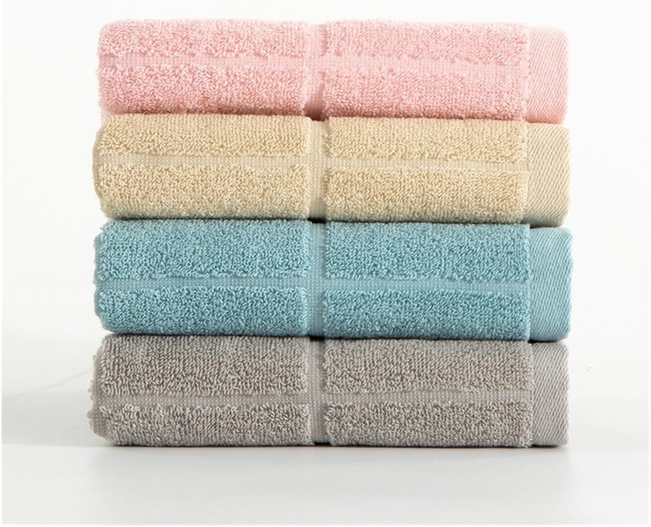 3 Pack Cotton Towels with Hem & Hang Loop, Honeycomb Weave, Thick Face Hand Towels for Home(Light Brown)