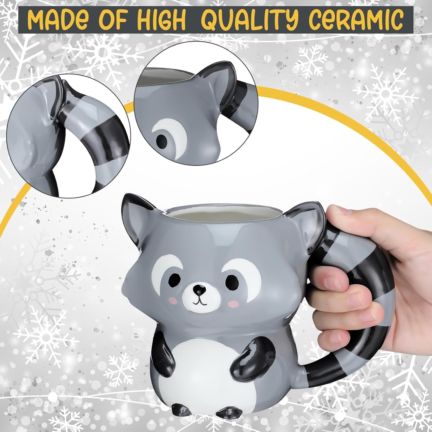 3 Pcs Valentine Raccoon Themed Gift Set for Women Include Raccoon Ceramic Mug Keychain Socks for Valentine's Day Party Favor - Image 4