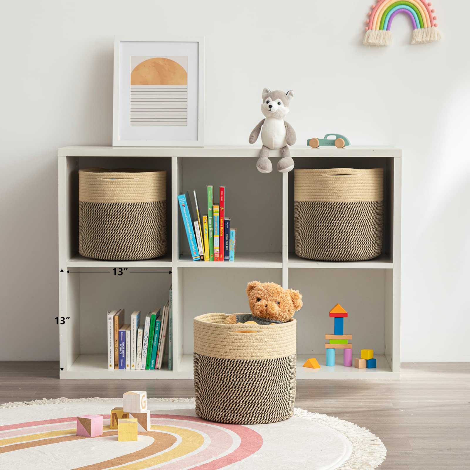 Petit Panier Tissé En Corde De Coton - Panier Cadeau, Rangement, Jouet Pour Chien - Design Ovale Avec Poignée - Noir