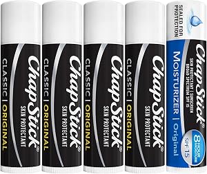ChapStick Original Lip Balm 4-Pack + 1 Chapstick Moisturizer…