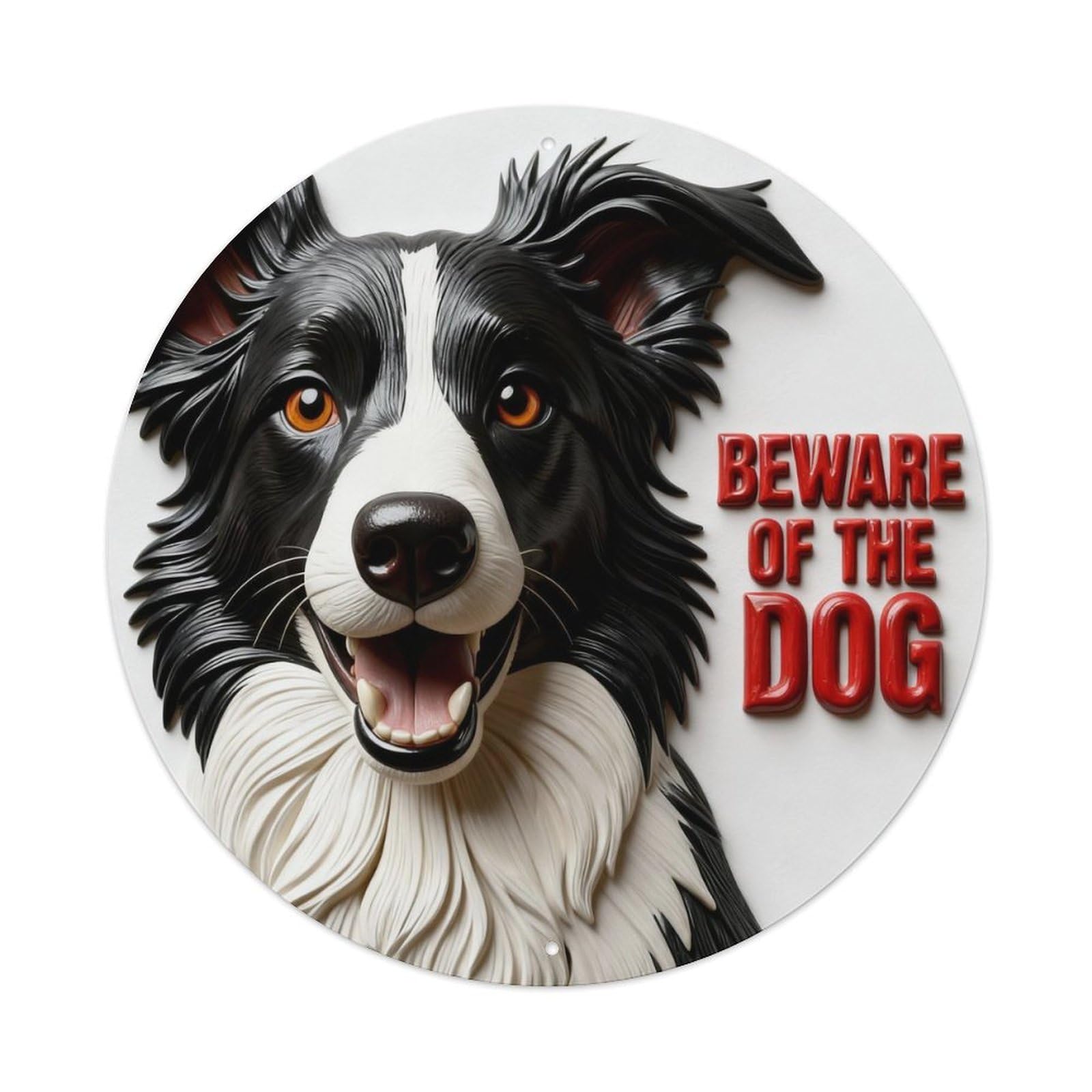 Beware Of The Dog Sign Round Metal Tin Sign Vintage Wall Decor, Bar Garage Cafe Kitchen Home Wall Art Poster 8x8inches