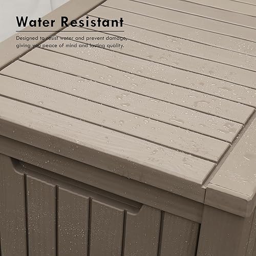 Miniatura 6 de Caja grande de 120 galones, caja de almacenamiento de resina para exteriores, contenedor impermeable con cerradura para cojín de patio, muebles de