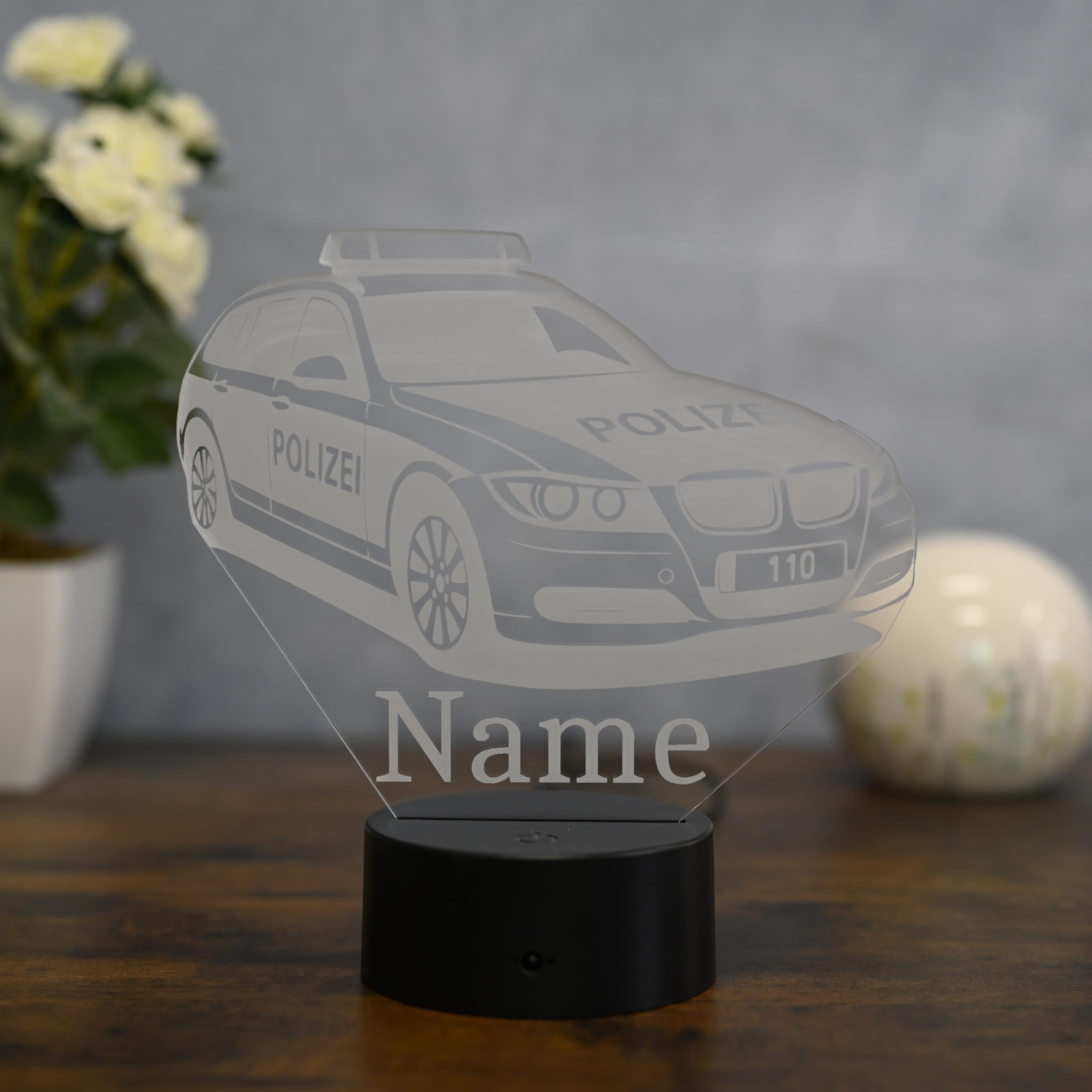 Personalisiertes LED Nachtlicht Polizei Geschenk idee für Polizeifans, dekoration für Polizisten und Polizistinen Sport auto als Polizei auto Polizei Wagen Klassisch
