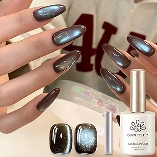 Cat Magnetic Eye Gel Nail Polish, Mint Chocolate Blue Glitter Cat Magnetic Gel Nail Polish Magnetic Nail Polish for Nail Art Manicure Salon DIY at Home 15ML