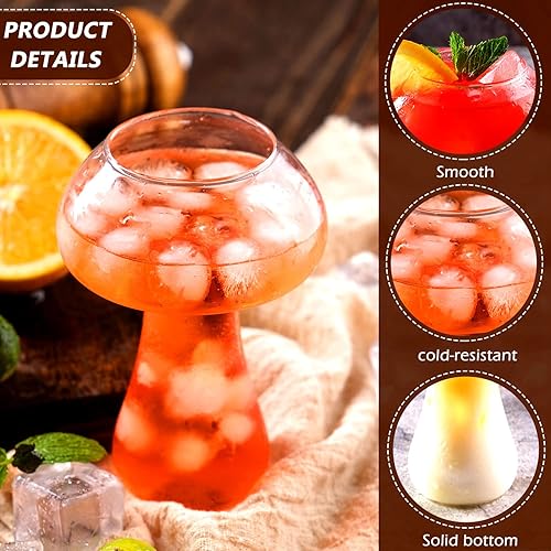 Miniatura 3 de WHJY Vasos de vidrio de setas, copas creativas para cócteles, copas de hongos, copa de vino, copa de copa de vidrio, vasos de Martini divertidos,