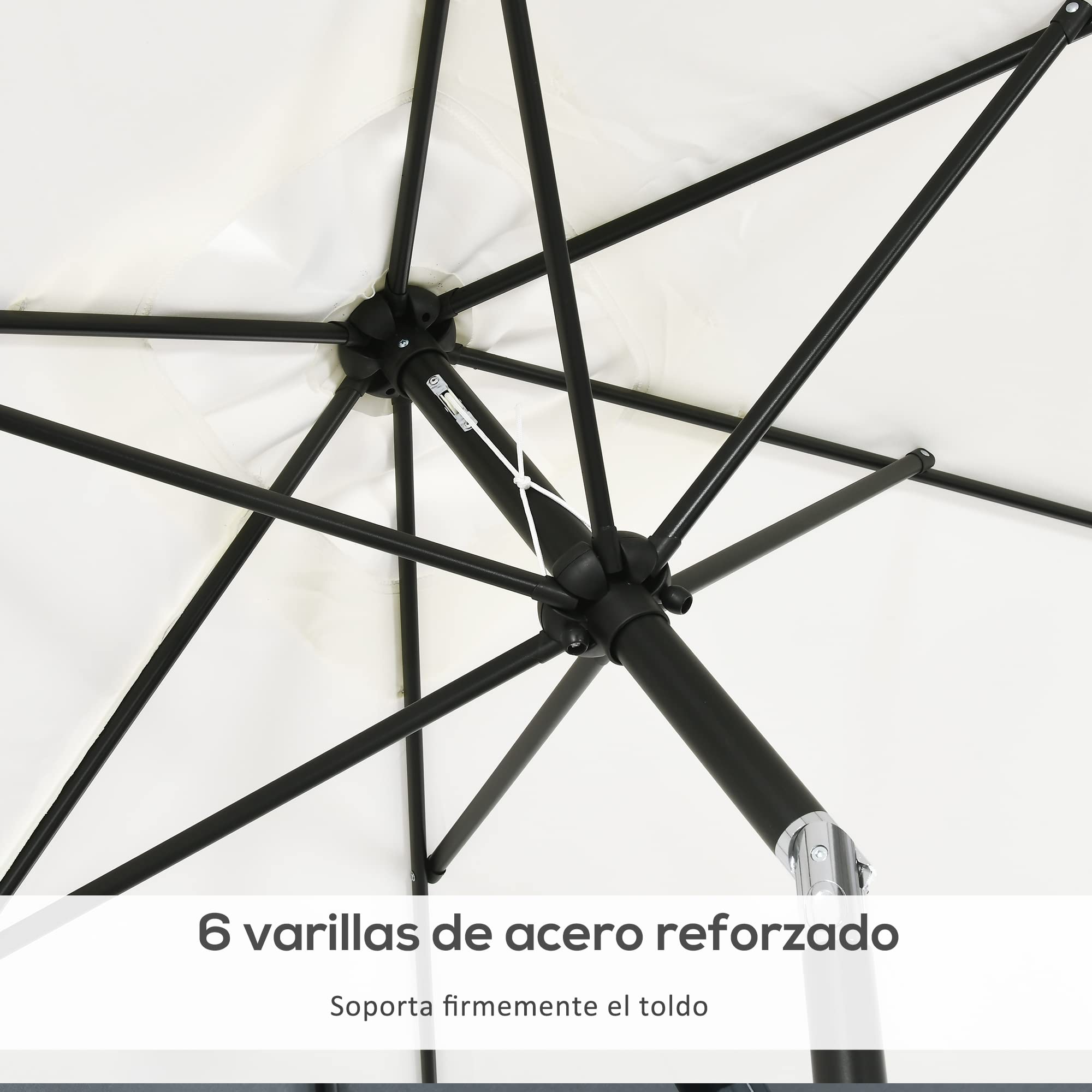 Outsunny Sombrilla de Aluminio 200x300x253 cm Inclinable con Manivela Gris | Parasol Rectangular de Jardín, Poste Desmontable, Anti-UV, para Terraza Piscina Patio Exterior