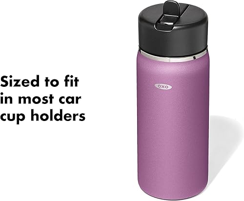 Miniatura 5 de OXO Strive - Botella de agua de boca ancha de 16 onzas con tapa con popote, amatista